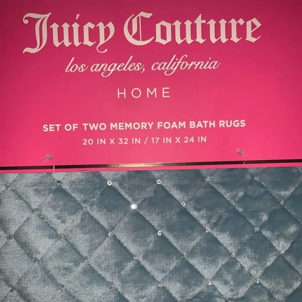 NWT Baby Blue Juicy Couture Set of Two Bath Mats